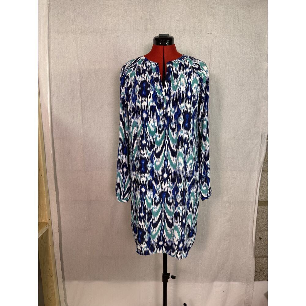 Banana Republic Womens Rayon Dress Size 8 Long Sleeve Lined Geometric D226